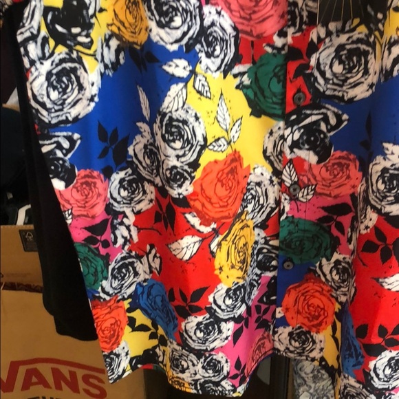 Fresh Prints of Bel Air Vibrant Red Yellow and Blue Button Down Floral Shirt - Picture 6 of 8